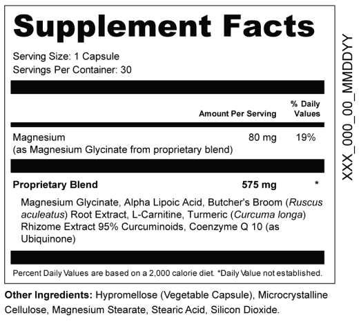 Arialief Supplement Facts label