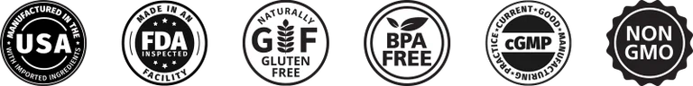 USA Manufactured, Made in an FDA Inspected Facility, Naturally Gluten Free, BPA Free, cGMP, Non-GMO
